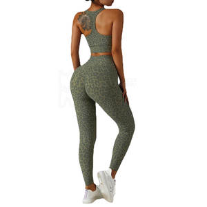 Conjuntos de Leggings y Sujetador Deportivo sin Costuras para Mujer, de Poliéster, con Diseño Personalizado OEM, Impresión por Sublimación, Cintura Alta - Product Image 2