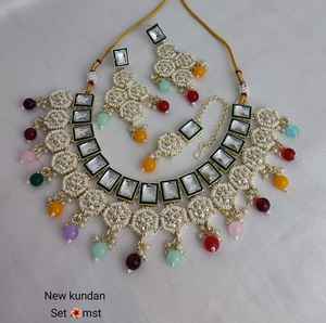 Indian Traditional & Fashionable Gold Plated Fancy Long Mala With Earring and Maagtika <b>Necklace</b> Set and Jewellery Set <b>for</b> <b>Women</b> - Product Image 3