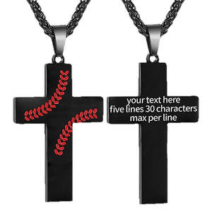 Collier pendentif tendance en acier inoxydable 316L personnalisé, bijoux fins, collier croix baseball pour homme et femme - Product Image 3