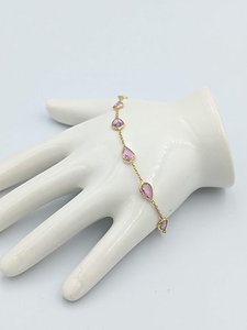 สร้อยข้อมือลูกปัดอัญมณีคริสตัลพลอยสีชมพูทอง18K ทำด้วยมือสุดหรูของขวัญสำหรับเธอ - Product Image 3