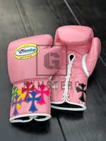 GYMSTERO Gants de boxe en cuir de vachette véritable de haute qualité à lacets, avec sangle de poignet réglable, design respirant et épais