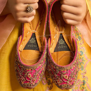 Pakistan Manufactured Women Khussa Anti-Slippery Genuine Leather Sole Customizable Color & Size Fashion <b>Design</b> All Seasons - Product Image 2