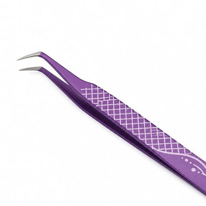 Pinzas de Precisión para Pestañas de Acero Inoxidable con Mango Morado, Punta Suave, Antiestáticas y Diseño Ligero - Product Image 4
