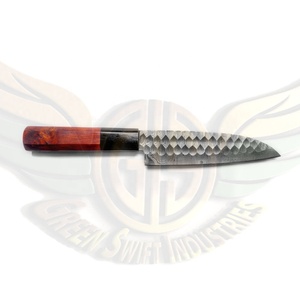 Custom Handmade Eco-Friendly Damascus Steel Professional Chef Kitchen <b>Knife</b> <b>Set</b>-5 Pcs with Leather Pouch-GREEN SWIFT INDUSTRIES - Product Image 4