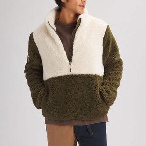 Men <b>Sherpa</b> Fleece <b>Hoodies</b> Solid Winter Half Zip Eco-Friendly Breathable Pullover for Workout and Relaxation - Product Image 1