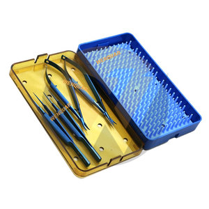 กรรไกรและแหนบสเตนเลสสตีลอุปกรณ์สำหรับผ่าตัดดวงตาแบบไมโครไทเทเนียมสีน้ำเงิน - Product Image 1