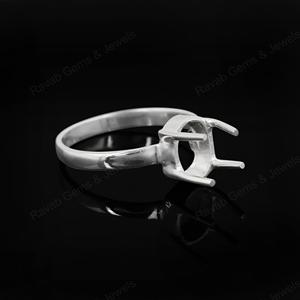 Xu hướng rắn 925 Sterling bạc 7x9mm hình bầu dục prong Thiết lập bán gắn kết đơn giản ban nhạc tùy chỉnh mạ lưu niệm đồ trang sức mỹ - Product Image 6