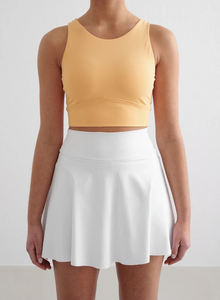 Falda de entrenamiento atlética de cintura alta para mujer con pantalones cortos interiores, tela elástica de secado rápido para correr, tenis, golf y fitness - Product Image 3