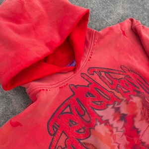High Quality Hoody 500 Gsm Heavyweight Acid Wash Manufacturer Oversized Custom Customized <b>Red</b> <b>Women's</b> Hoodies - Product Image 3