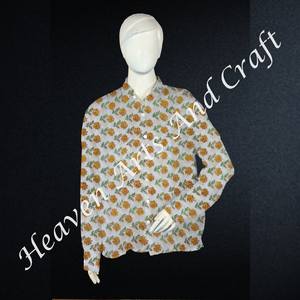Camisas de manga larga de algodón con estampado de bloques a medida, camisa informal de algodón con estampado de bloques a mano para mujer - Product Image 1