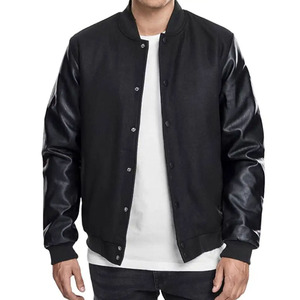 Nouvelle marque grande taille hommes veste Logo personnalisé patchs de broderie en cuir manches CollegeBaseballjacket pour hommes livraison DDP - Product Image 1