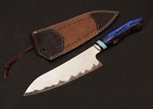 ชุดมีดโอเอ็มแบบสั่งทำมีดเชฟสแตนเลสพร้อมที่จับและหนังงานแฮนด์เมดครัว DIY - Product Image 3