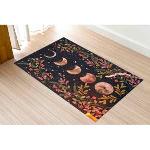 Tapis imprimé Moonlight Garden : Tapis moderne à accents floraux bohèmes, avec poils doux - Product Image 5