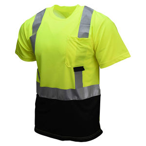 Camisetas de Trabajo de Alta Visibilidad, Color Amarillo Fluorescente, 100% Poliéster, Manga Corta, Uniformes de Seguridad Personalizados, Ropa de Trabajo - Product Image 4