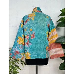 Vintage <b>Kantha</b> Stitch Dori <b>Jacket</b> One-of-a-Kind Handstitched Reversible Short Coat Woven Fabric Embroidery Boho Chic Fashion - Product Image 3