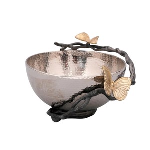 Bol de service élégant en forme de papillon, en acier inoxydable poli, argenté et doré, écologique, pour la décoration de table à manger à la maison - Product Image 1