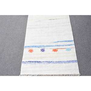 Tapis moderne blanc bleu 2,1x8,9 pieds Tapis turcs - Product Image 4