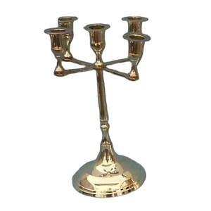 Bougeoir conique à trois bras en laiton de haute qualité avec or polonais brillant fini pour l'éclairage - Product Image 4