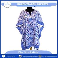 Şık Büyük Beden Hint Baskılı Pamuklu Kaftan Kadınlar İçin Çevre Dostu Doğal Yumuşak Nefes Alabilen Günlük Diz Boyu