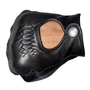 Gants de conduite en cuir noir Gants respirants perforés pour hommes avec bouton pression Fournisseur en gros Gants de conduite de marque privée - Product Image 2