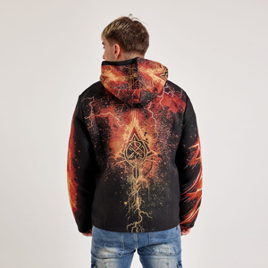 OEM personalizado Rhinestone Logo Acid Wash Vintage Streetwear Pullover Puff estampado francés Terry Sun Faded Rhinestone sudaderas con capucha para hombres - Product Image 4