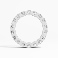 Cincin Eternity Berlapis Rhodium Berlian Buatan Laboratorium Potongan Cushion 4.56 Ct Terlaris, Emas 14K/18K VABS DIAMOND Unisex IGI SGL HRD