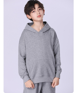 Patrón sólido 100% algodón pulóver sudadera para niños primavera Otoño e Invierno capucha polar técnica teñida Lisa para venta al por mayor - Product Image 2