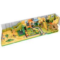 Aire de jeux intérieure sur le thème de la construction Diggerland avec piscine à sable, centre de jeux pour enfants avec pelle et grue interactives