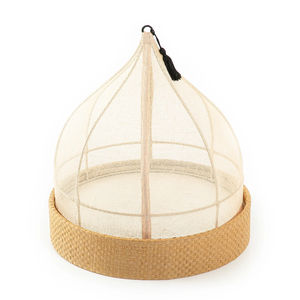 Elegant Rattan Round <b>Tray</b> With Dome Style Mesh Top Perfect For Stylish Home Decor Serving <b>Snacks</b> Drinks And Entertaining - Product Image 1