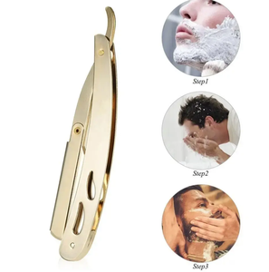 Rasoir de barbier de qualité chirurgicale couleur or rasoirs de rasage de cheveux pliants manuels 5.5 "rasoirs à gorge coupée - Product Image 3