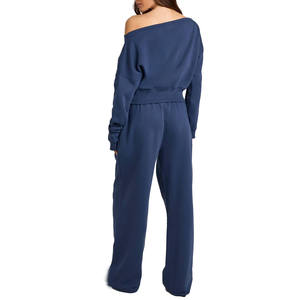 Conjunto de Sudadera y Pantalones Deportivos para Mujer, Hombros Descubiertos, Mezcla de Algodón, Corte Holgado, Ropa Deportiva para Suministro al por Mayor de Marca Privada - Product Image 2