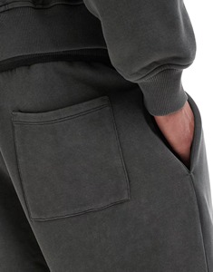 Haute qualité 100% coton blanc jambe large en plein air lavé hommes pantalons tenue décontracté respirant couleur unie Hip Hop pantalons de survêtement pour hommes - Product Image 4