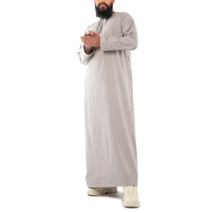 Kaftan Jubbah Thobe Arabe Daffah, vêtement islamique pour hommes, couleur unie, léger, service OEM, pour adultes, Thobe musulman à vendre - Product Image 5