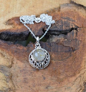 Pendentif classique bijoux pour femmes argent Boho Style bijoux 925 argent Sterling doré rutile pierre précieuse pendentif fait main cadeau - Product Image 4