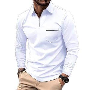 กระเป๋าซิปแขนสั้นลำลองสำหรับผู้ชาย, สีพื้นกันรอยยับพิมพ์ลายสำหรับทุกฤดู - Product Image 3