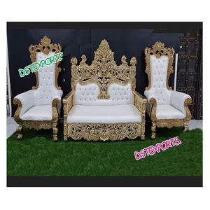 Juego de sofá de boda moderno profesional en madera tratada de estilo Maharaja Tamaño y color personalizables - Product Image 4