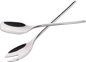 High quality stainless steel salad server <b>set</b> with satin finished suitable for modern kitchens and contemporary table settings - Product Image 3