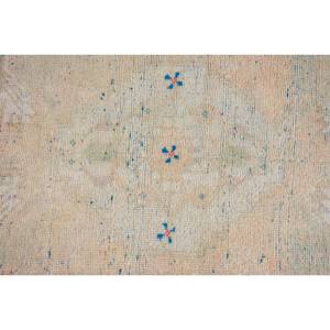 Vintage 1.5 X 3.3ft Beige Turkish Wool Rug Handmade Large Area Rectangle Patchwork Design for Living Room Latex Backing Abstract - Product Image 5