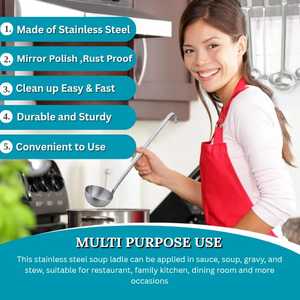 อุปกรณ์ทำอาหารสแตนเลสมีด้ามยาวช้อนตักซอสใช้ทำอาหาร - Product Image 2