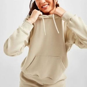 Sweat à capuche en coton épais pour femme, coupe oversize, avec cordons de serrage, coupe confortable, poignets et ourlets côtelés, grande poche kangourou avant - Product Image 2