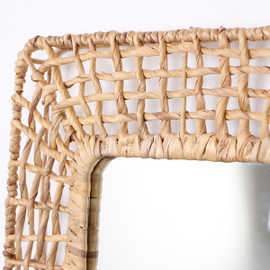 กระจกผักตบชวาสีน้ำตาลธรรมชาติสานด้วยมือสไตล์โบฮีเมียนแขวนผนังสไตล์โบฮีเมียนแบบชนบทสำหรับห้องนอนห้องนั่งเล่นและสำนักงาน - Product Image 4