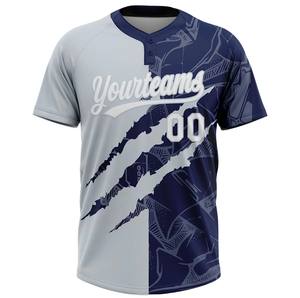 Maillot de baseball personnalisé à deux boutons, col rond, respirant, 100% polyester, impression numérique, uniforme d'équipe - Product Image 5