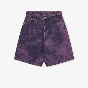 Short en jean délavé à boutons, style streetwear décontracté et élégant, séchage rapide, pour l'été, 100 % polyester pour homme - Product Image 1