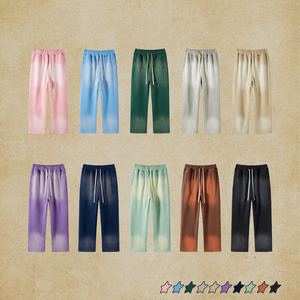 Fabricante Streetwear cordón elástico 300 Gsm polar personalizado ácido gradiente lavado recto ajuste hombres Jogger Flare pantalones de chándal - Product Image 5