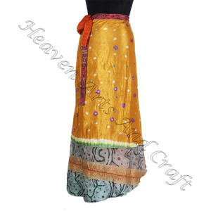 Sari Wrap <b>Skirt</b> <b>Long</b> Silk Wrap <b>Skirts</b> Boho Stylish Multi Color Summer Wear Comfortable Fashion Hippie Style Free Size <b>Gypsy</b> - Product Image 2