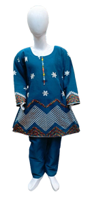 Enfants Coton Readymade robe costumes robe filles pakistanais coton costumes top qualité tissu robe brodé coton costumes - Product Image 5
