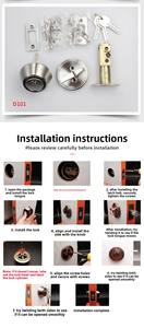 Serrure de <span class=keywords><strong>porte</strong></span> à ouverture simple de style américain en acier inoxydable 304 moderne avec cylindre de serrure en laiton pour portes dissimulées - Product Image 4