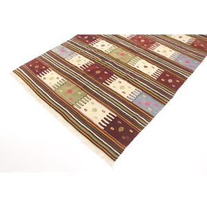 Vintage Turkish Rug, 5x8.6 ft Large Rug, <b>Brown</b> Red Floral <b>Wool</b> Rug - Product Image 2