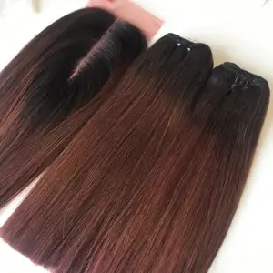 Raw Single Donor Vietnamita Hair Extensions Silky Bone Straight Green Dark Root item de venda quente