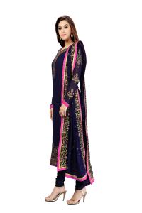 Conjunto de Salwar Kameez Étnico de Georgette Bordado para Mujer, Kurta, Pantalón y Dupatta Azul (G44-Azul) para Bodas, Estilo Regular - Product Image 4